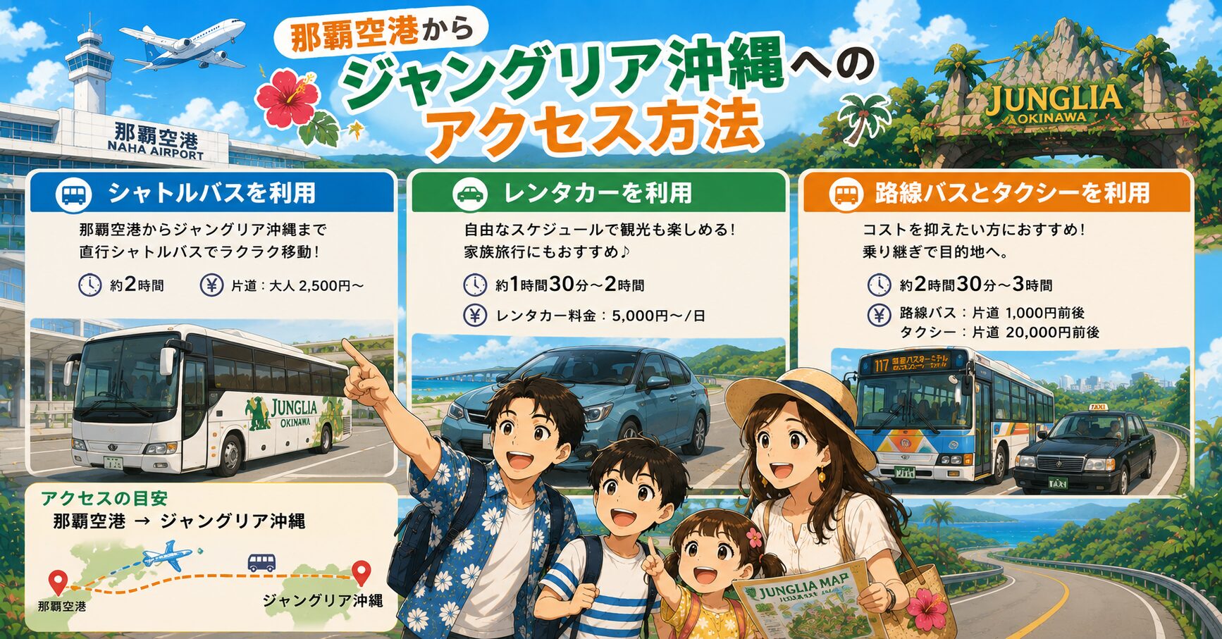 那覇空港からジャングリア沖縄へのアクセス方法