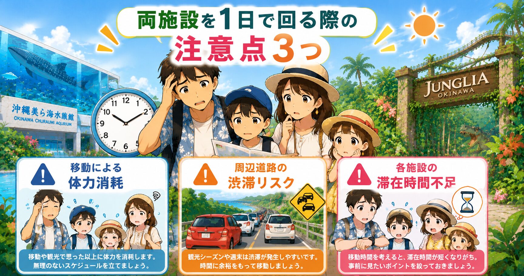 両施設を1日で回る際の注意点3つ