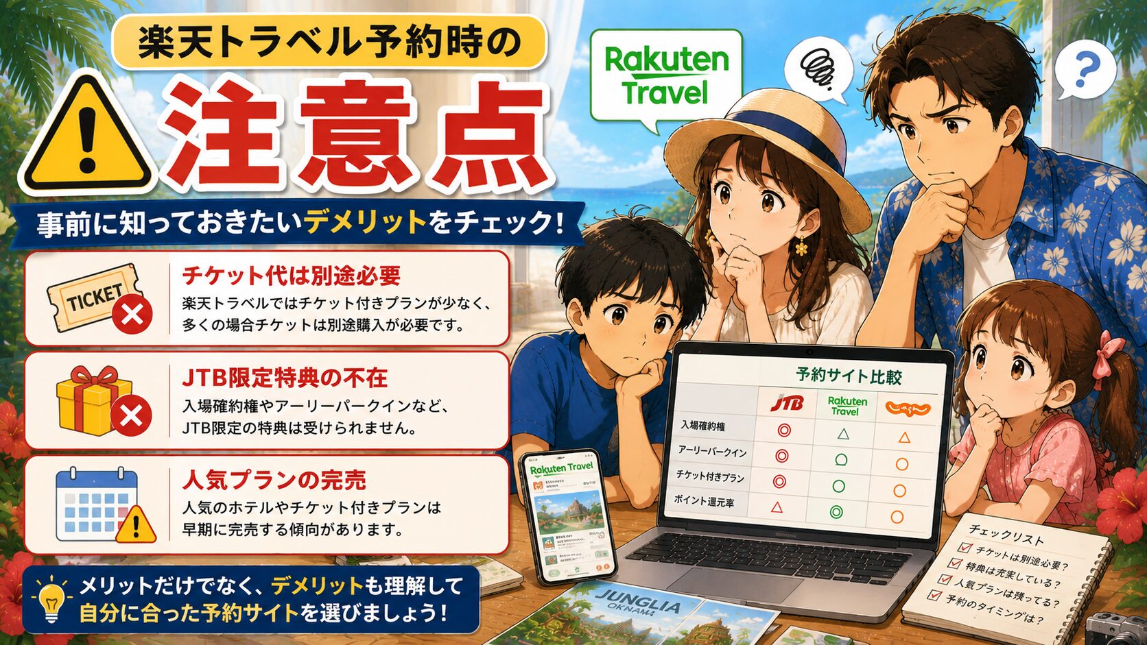 楽天トラベル予約時のデメリット