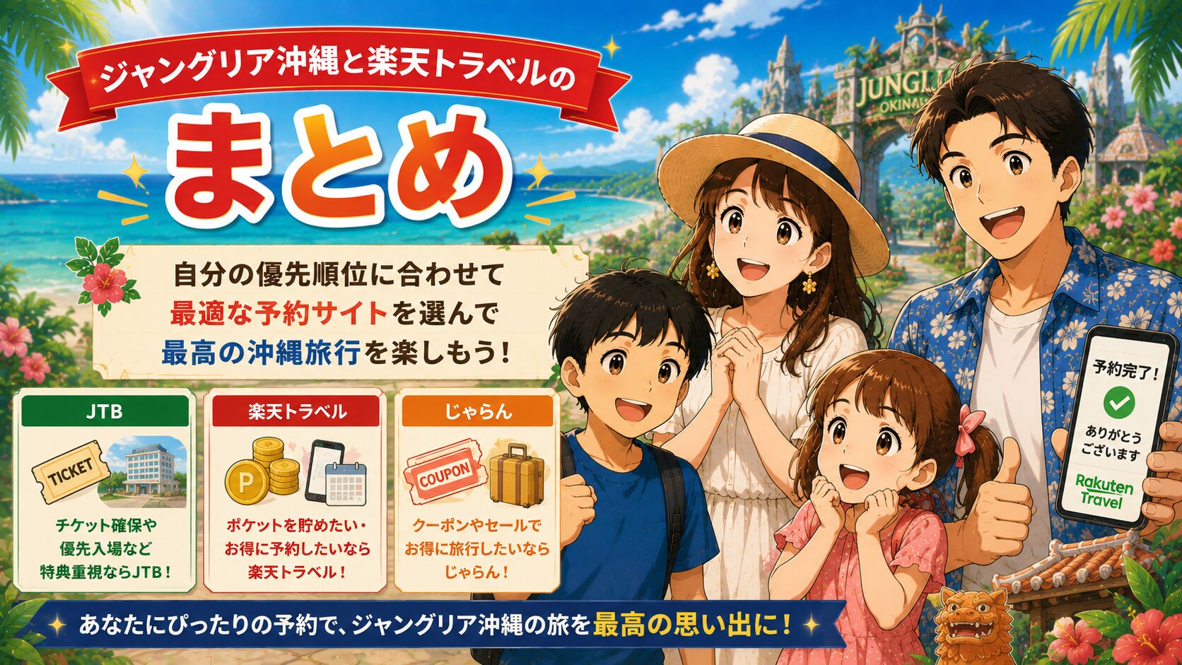 ジャングリア沖縄と楽天トラベルの予約比較まとめ