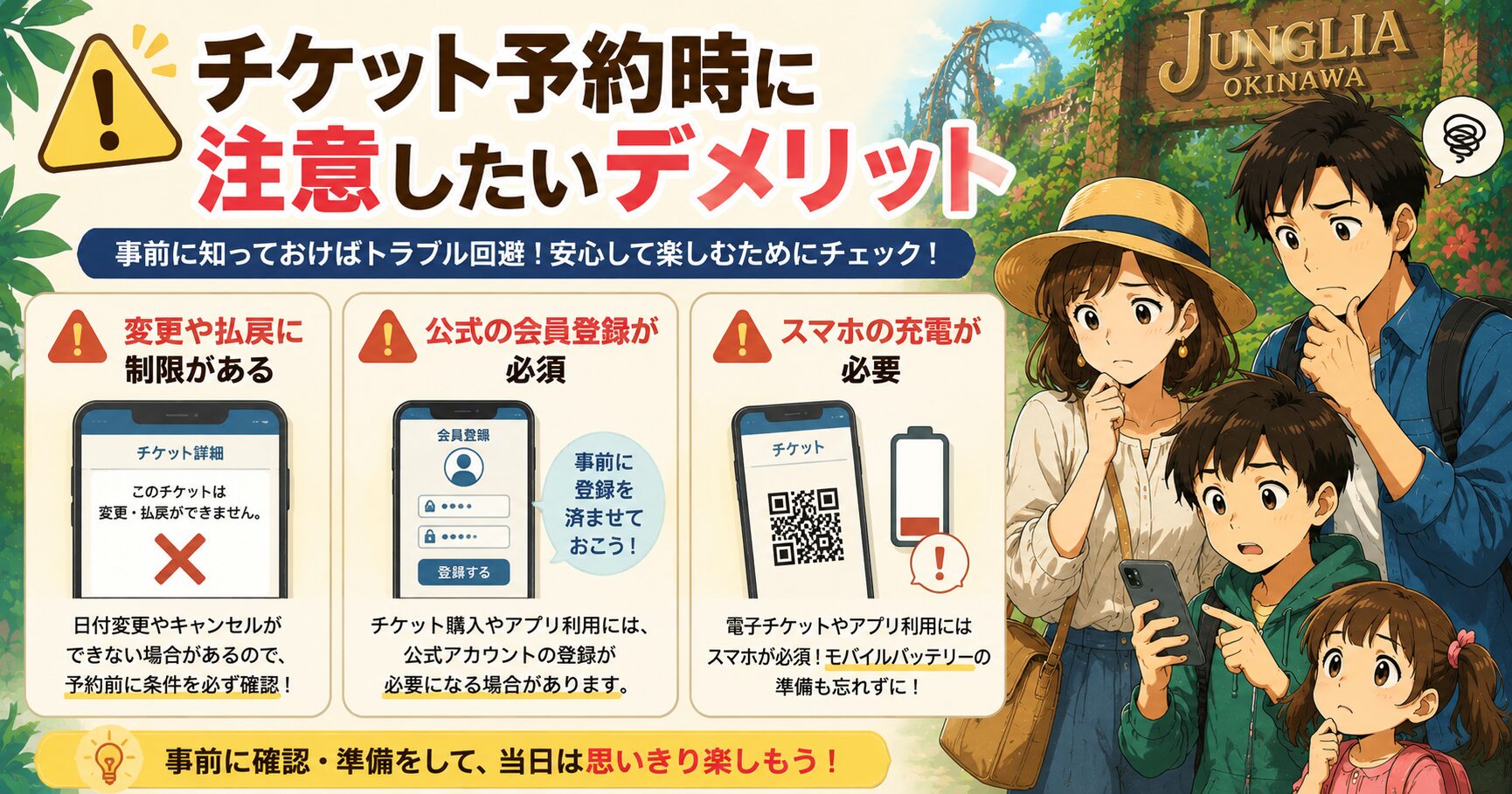 チケット予約時に注意したいデメリット