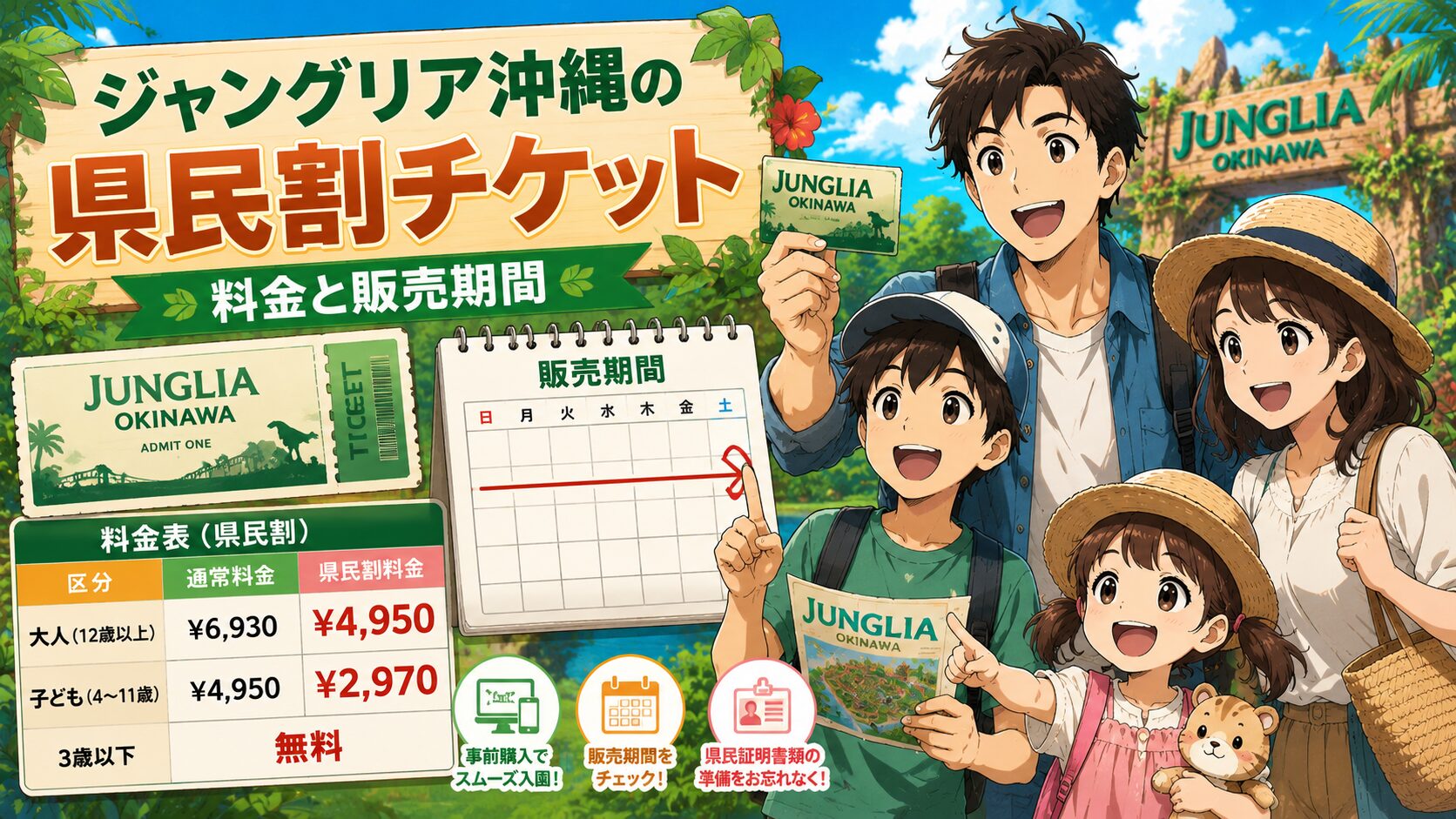 ジャングリア沖縄の県民割チケット料金と販売期間