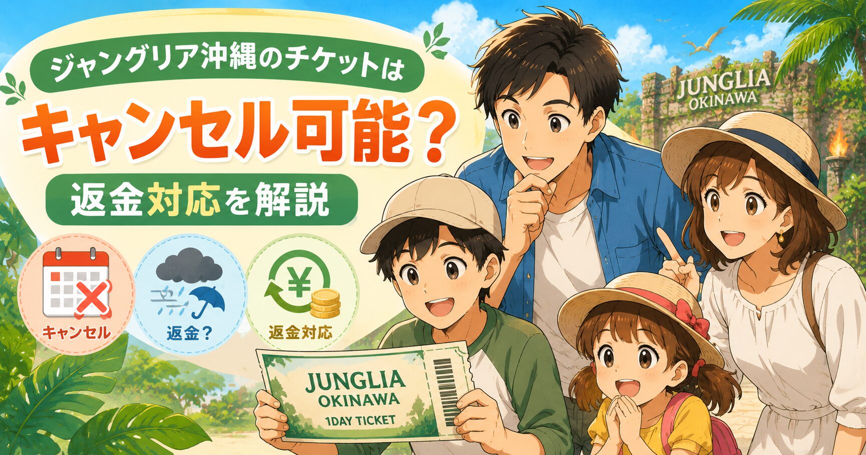ジャングリア沖縄のチケットはキャンセル可能？返金対応を解説