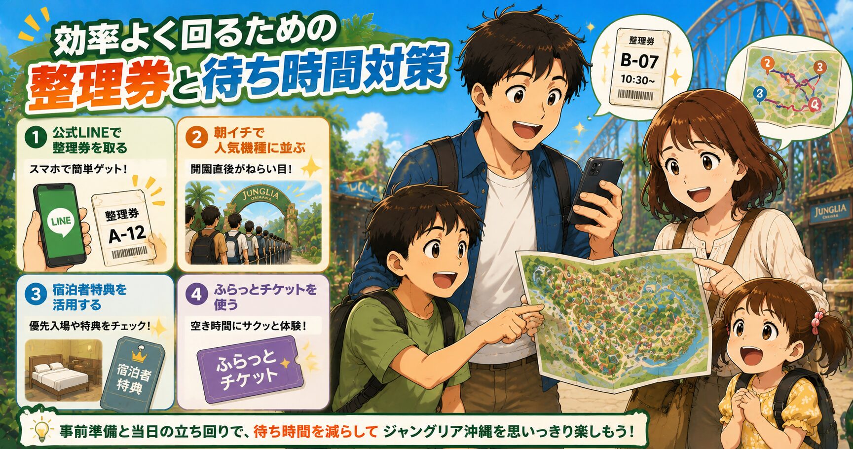 効率よく回るための整理券と待ち時間対策