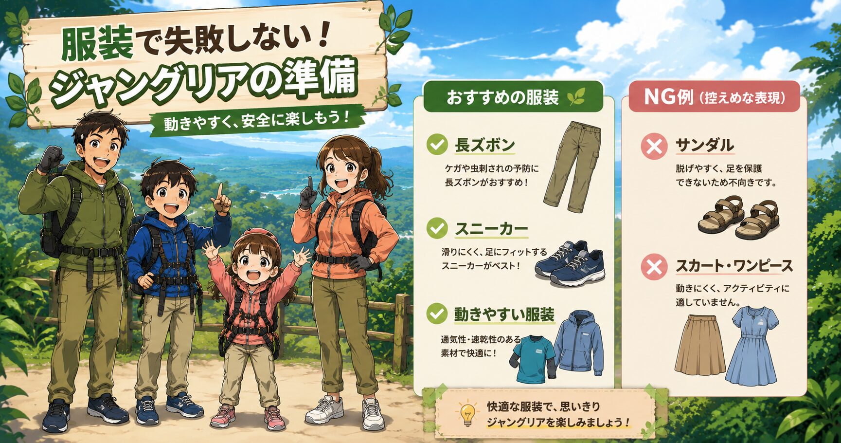 服装で失敗しないジャングリアの準備