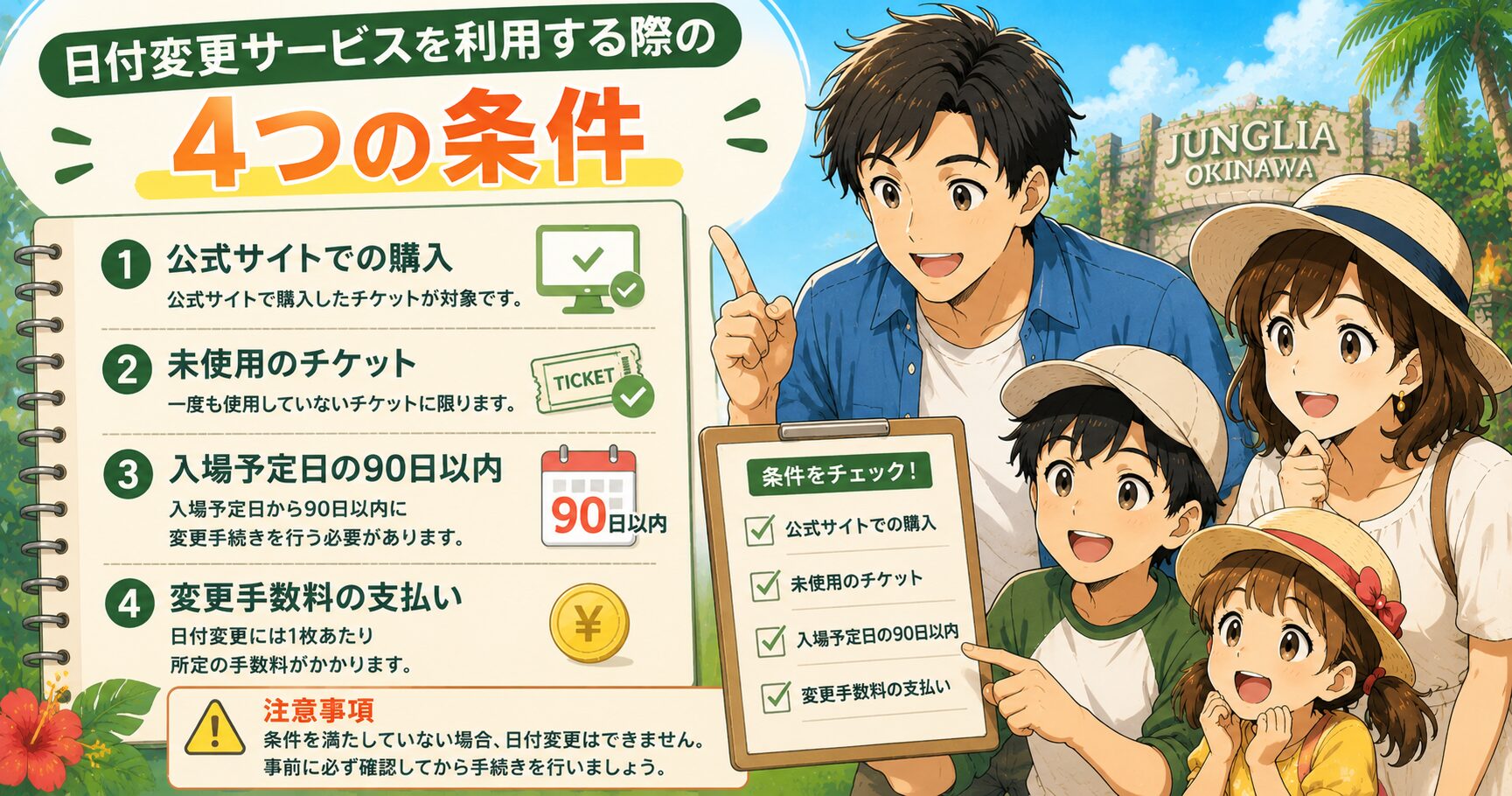 日付変更サービスを利用する際の4つの条件