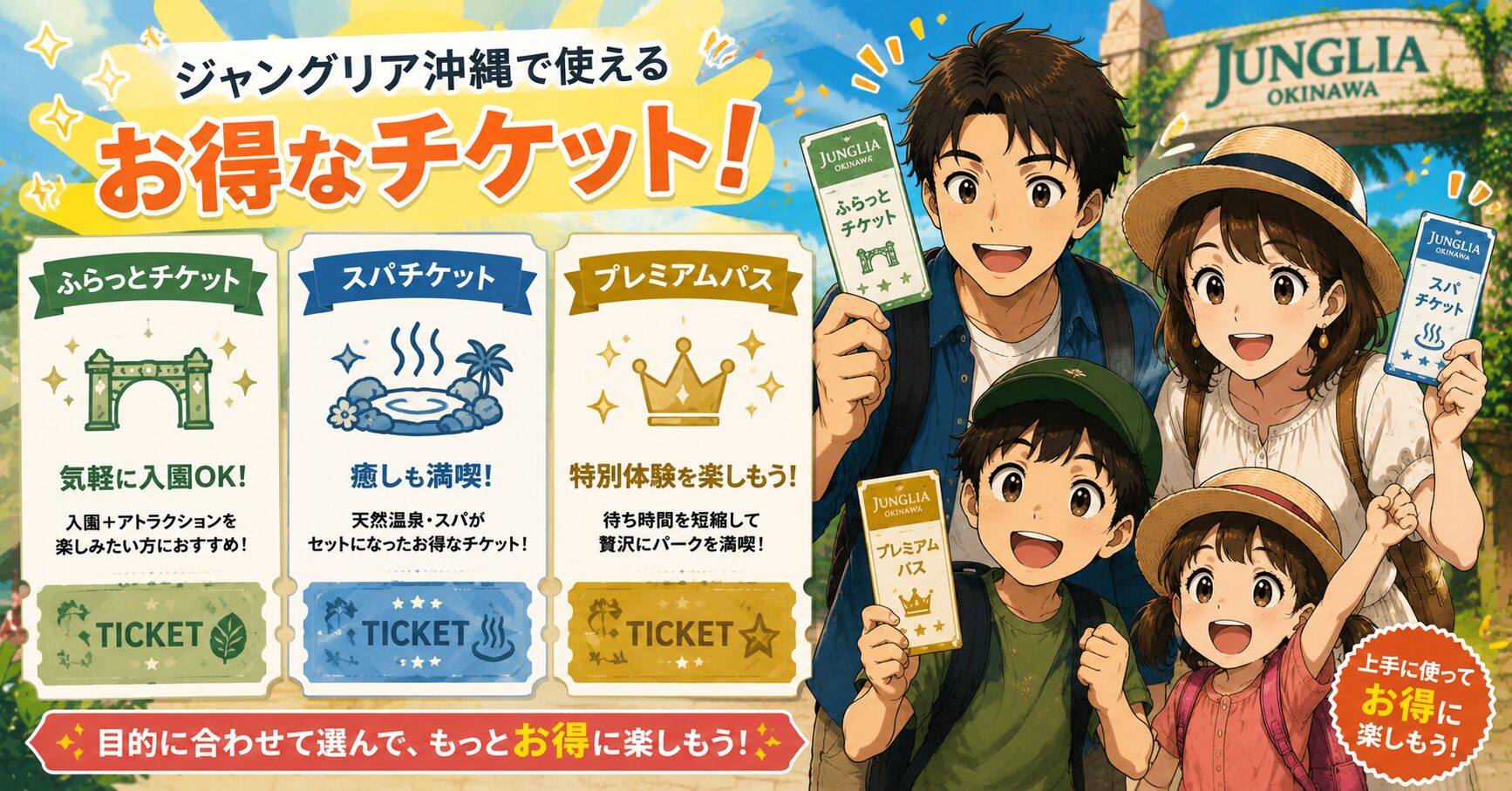 ジャングリア沖縄で使えるお得なチケット