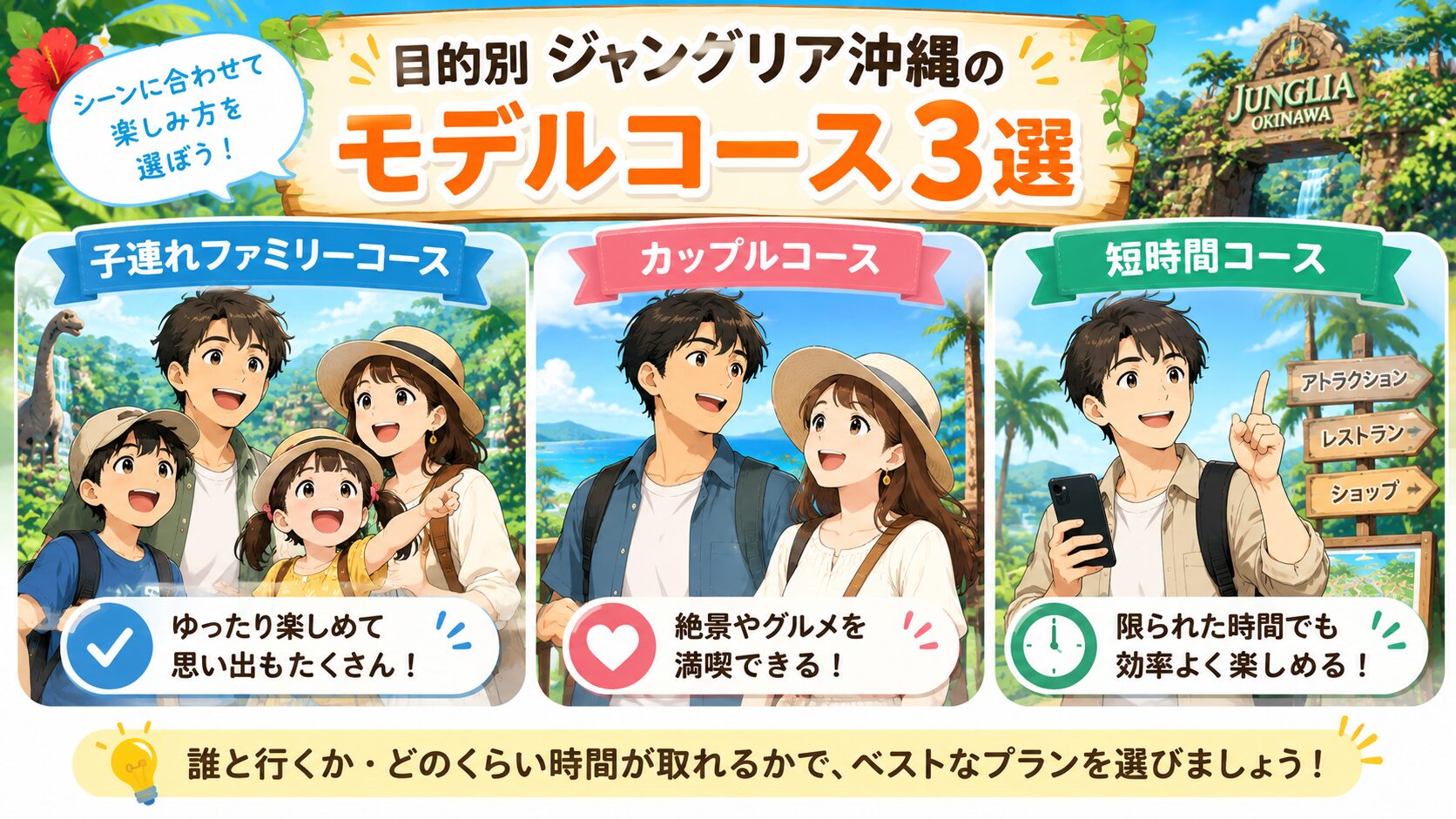 目的別ジャングリア沖縄のモデルコース3選